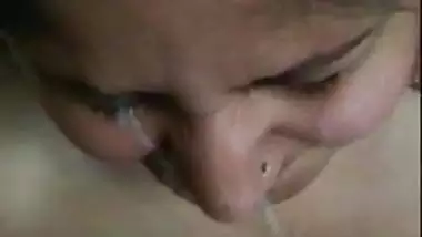 Cum on wifes face after handjob