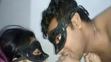 Masked Desi lovers begin chudai with little worship of girl's XXX tits