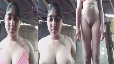 Busty village girl showing her assets on selfie cam