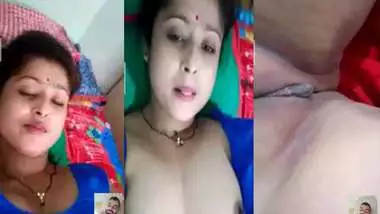 Beautiful wife having fun on a live video call