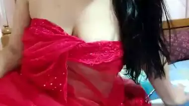 adlive123 in Red Net Saree Showing Boobs & Thighs on StripChat Live