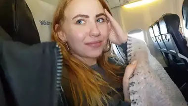 PUBLIC AIRPLANE Handjob and Blowjob