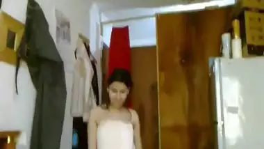 Desi Cute Girl Dancing In Towel After Shower