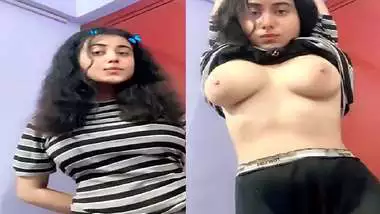 Beautiful girl stripping tops and showing milky boobs